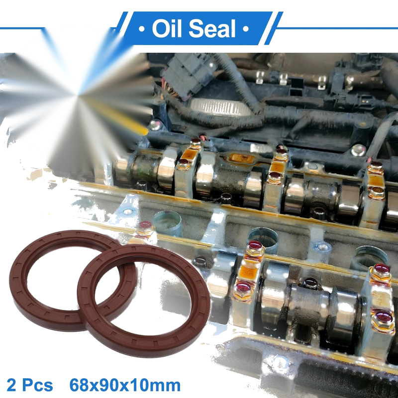 Make Model Oil Seal 2 Pcs Rotary Shaft Seal FKM Rubber 68x90x10mm Brown