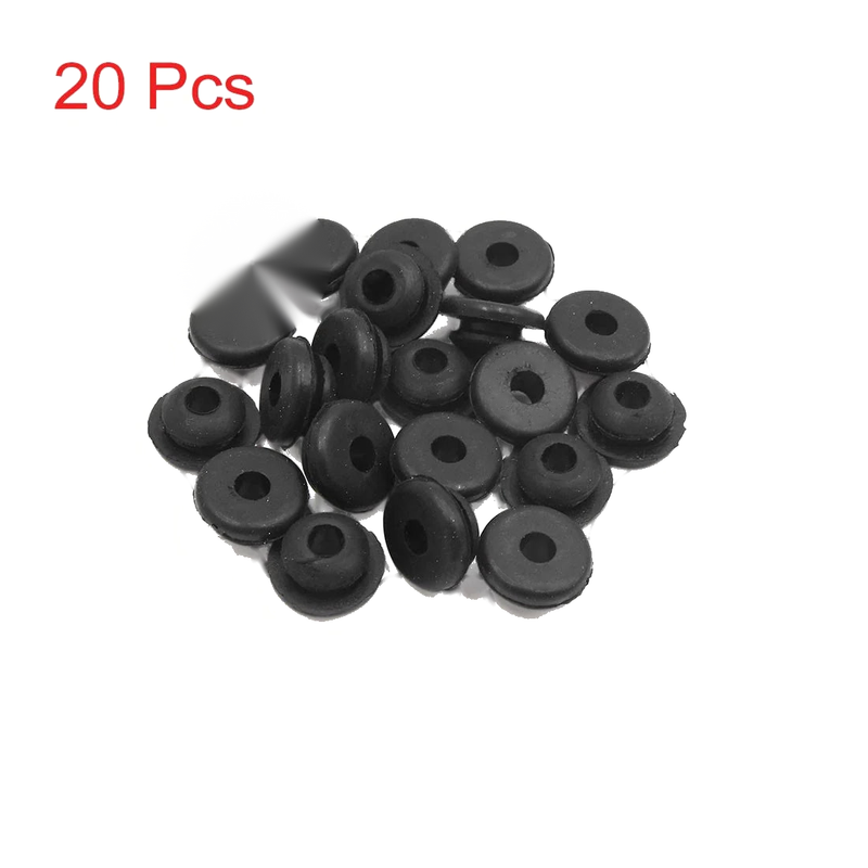 Car Motorcycle 20pcs 6mm Hole Diameter Black Rubber Shock Absorber Bushings