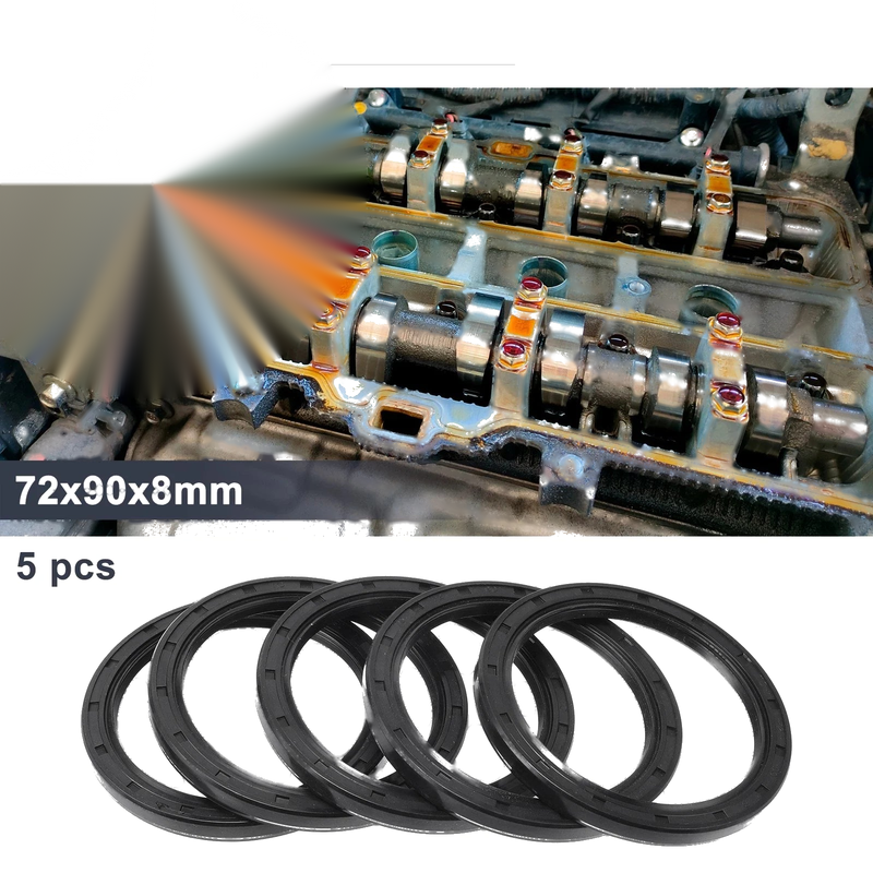 Oil Seal Rotary Shaft Seal Nitrile Rubber 72x90x8mm Black 5 Pcs