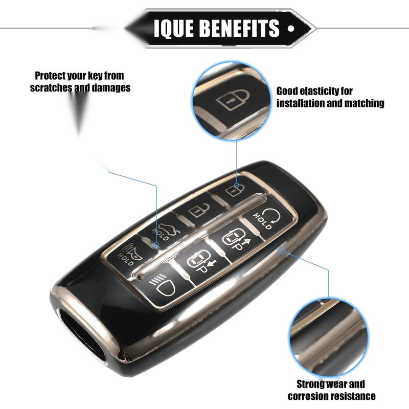 Hyundai Smart Remote - Black TPU Key Fob Cover Case (No specific years)