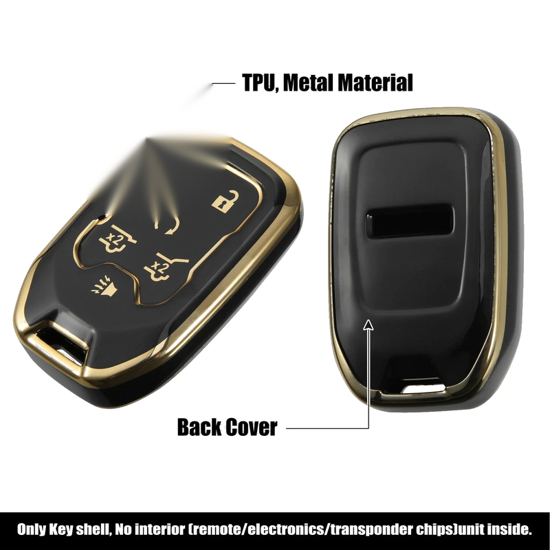 GMC Terrain Smart Key Fob Cover with Keychain Black (2017-2021)