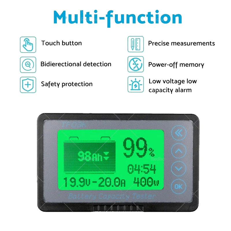 Caravan 350A MAX 500A Lithium Battery LCD Alarm Tester Capacity Display