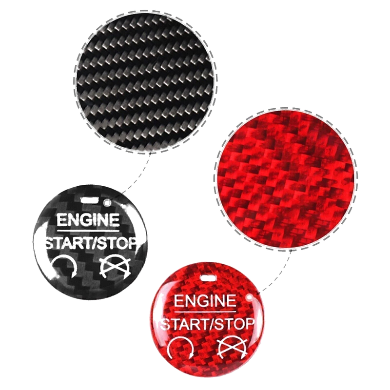 Ford Mustang 1x Red Carbon Fiber Engine Start Stop Button Cap (2015-2022)