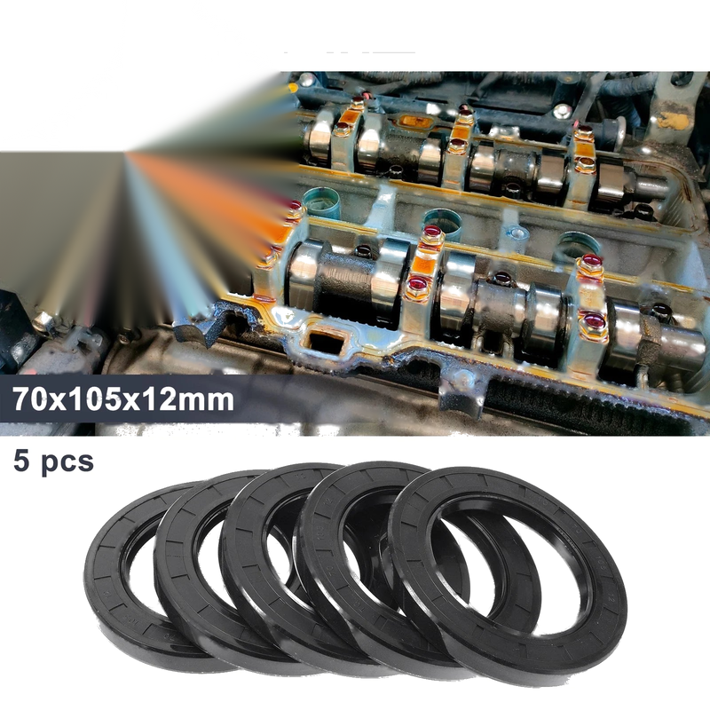 Car Oil Seal Rotary Shaft Seal 70x105x12mm Black 5 Pcs