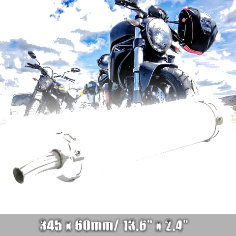 Universal Motorcycle Tail Exhaust Pipe / 280mmx60mm / Muffler Silver Tone