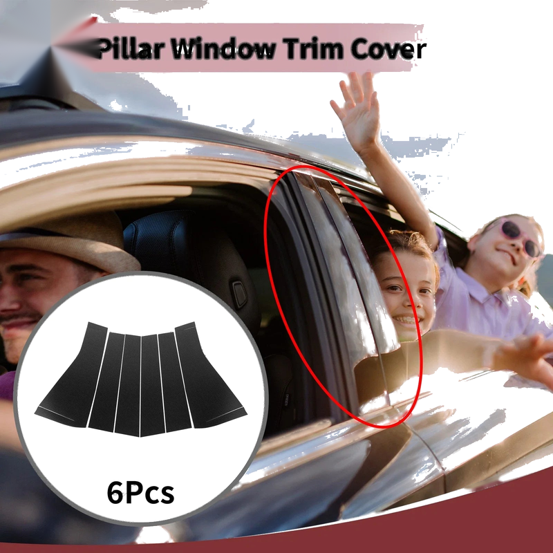 KIA Carnival (2020-2023) Black Carbon Fiber 6 Pcs Door Pillar Window Trim
