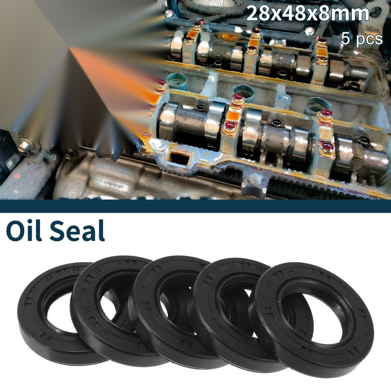 Oil Seal / 28x48x8mm / Seal Ring Rotary Shaft Seal NBR Rubber Black 5Pcs