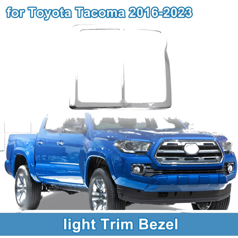 Toyota Tacoma Front Row Headlight Trim Bezel Silver Tone (2016–2023)