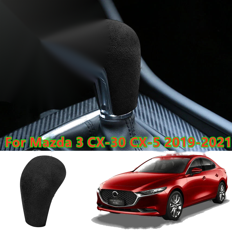 Mazda 3 CX-30 CX-5 Black Suede Gear Shift Knob Trim Cover Decor (2019–2021)
