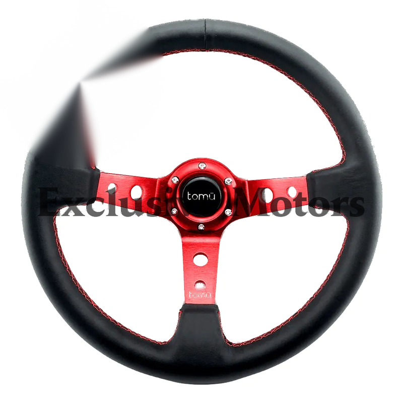Red Spoke with Black Leather Steering Wheel