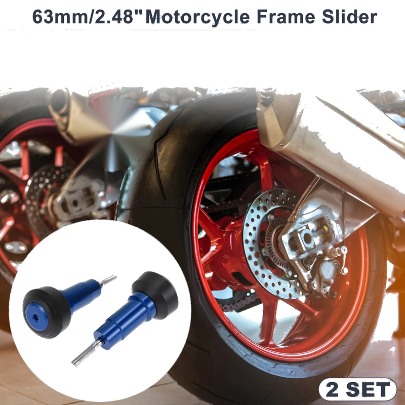 Motorcycle 1.1" Aluminum Alloy Plastic Motorcycle Slider Frame 2 x Blue