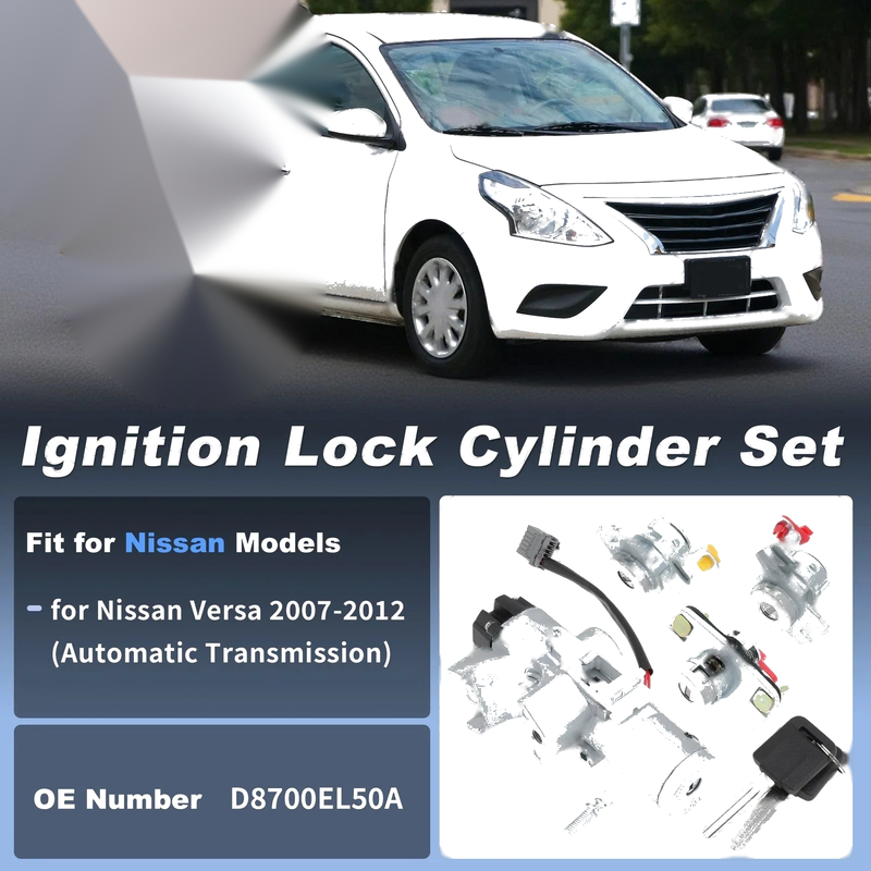 Nissan Versa Ignition Lock Cylinder & Door Trunk Lock w/ 2 Keys (2007-2012)