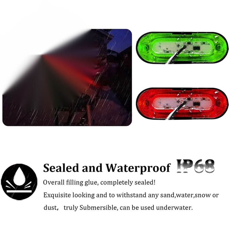 Boat Navigation Lights 12V 24V Waterproof LED Marine Utility Lights 4 Pack