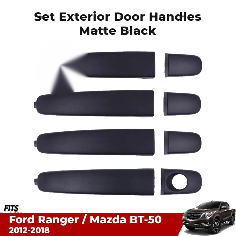 Outer Door Handle Matte Black Set 4 Fits Ford Ranger Mazda BT-50 Pro 2012-18 D06