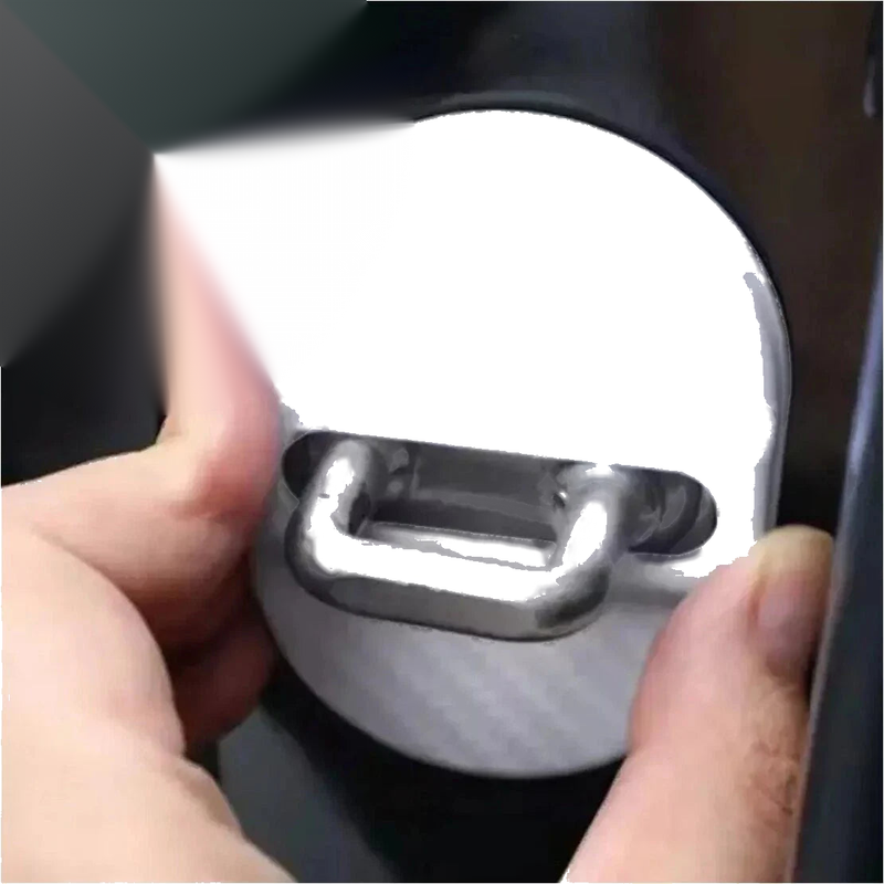 1x White Carbon Fiber Car Lock Cover Trim