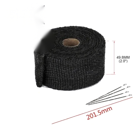 Motorcycle Fiberglass Tape & Stainless Ties 5m Exhaust Heat Wrap Roll