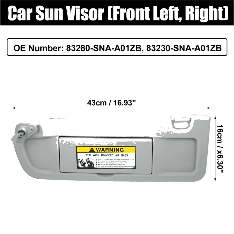 Honda Civic 2006-2011 Light Gray 2 x Sun Visors
