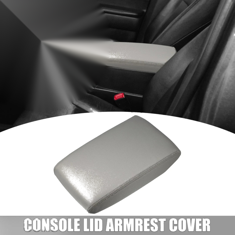 Toyota Highlander Car Center Console Lid Armrest Cover Faux Leather Gray