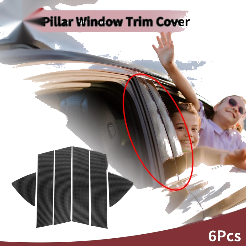 Toyota Yaris 6 Pcs Car Door Pillar Window Trim Carbon Fiber (2014–2019)