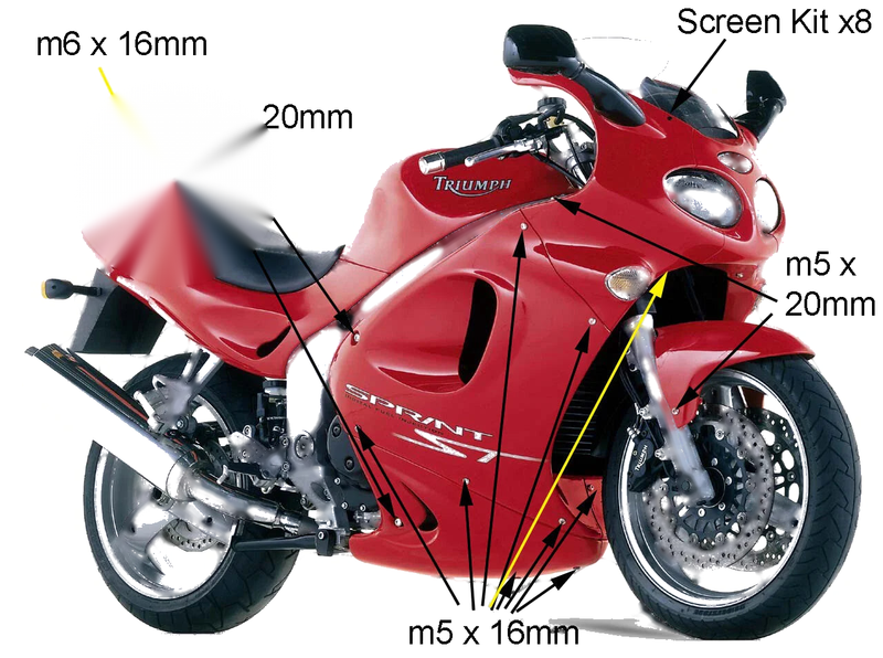 Triumph Sprint ST 955 Edelstahl Verkleidung & Frontscheibe (1999–2004)
