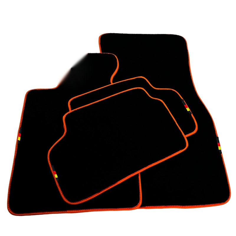 BMW 7 Series G12 Long Version 2015-2021 Orange Trim Black Floor Mats