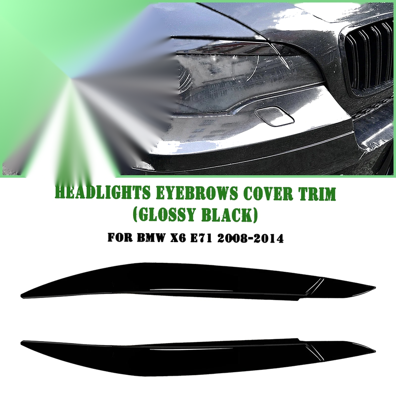 BMW X6 E71 Gloss Black Headlight Eyelid Covers (2008-2014)