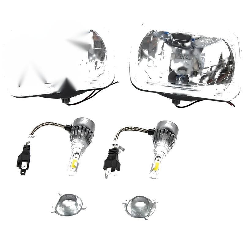 Jeep Wrangler MAXPEEDINGRODS 7x6 Inch Bank 1&2 LED Headlights Conversion Kit Assembly H4