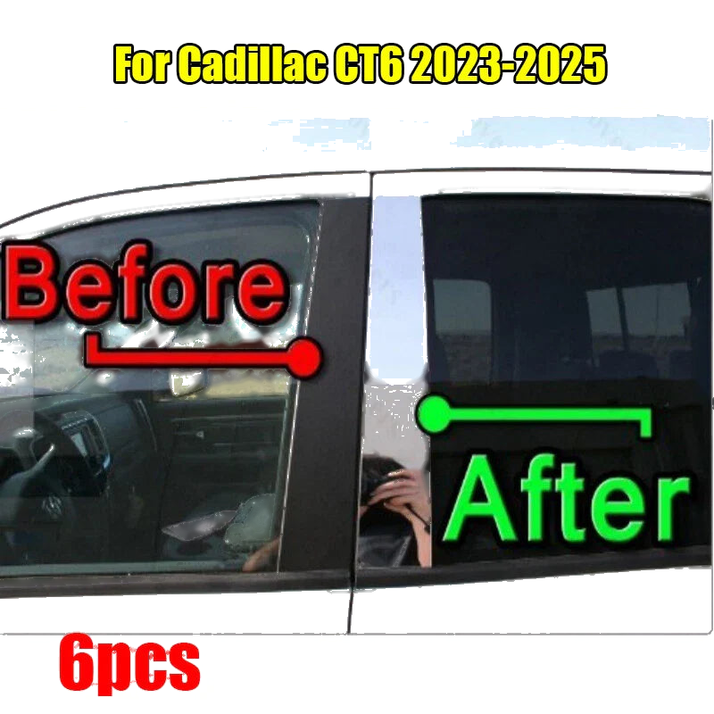 Cadillac CT6 6 x Chrome Pillar Trim Door Cover Mirrored Post (2023–2025)
