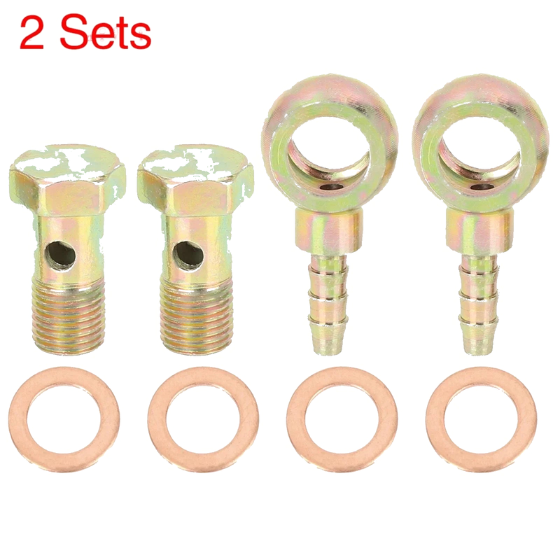 Motorcycle 2 x 10mm Banjo Hose Barb Bolt Fittings Banjo Bolt Washer Kit