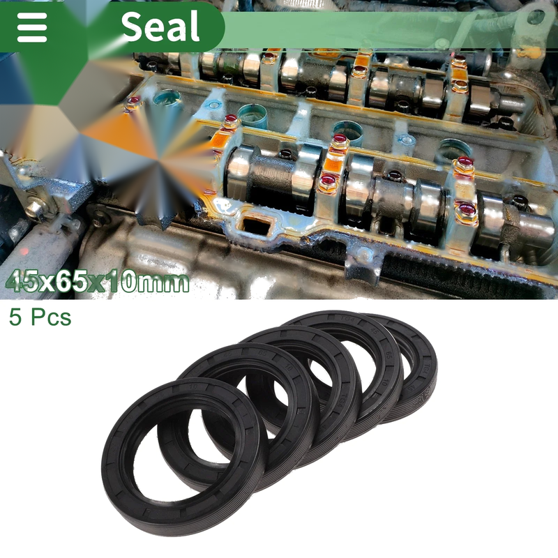 Oil Seal 45x65x10mm NBR Rubber High Pressure Black 5 Pcs