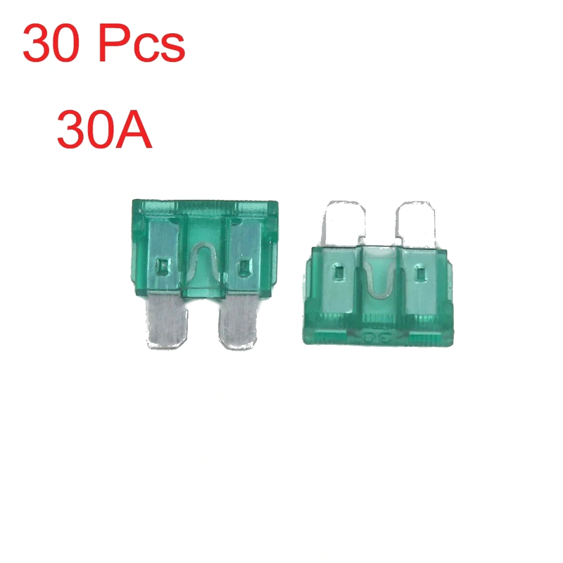 Truck Boat RV 30pcs 30A Green Body Two-Pin ATO/ATC Car Fuse Blade