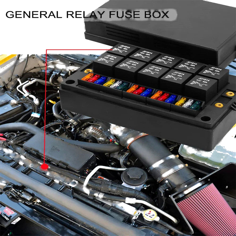 Universal Car Truck Pre-Wired Fuse Relay Box +40A 5Pin Relay +15 Fuses