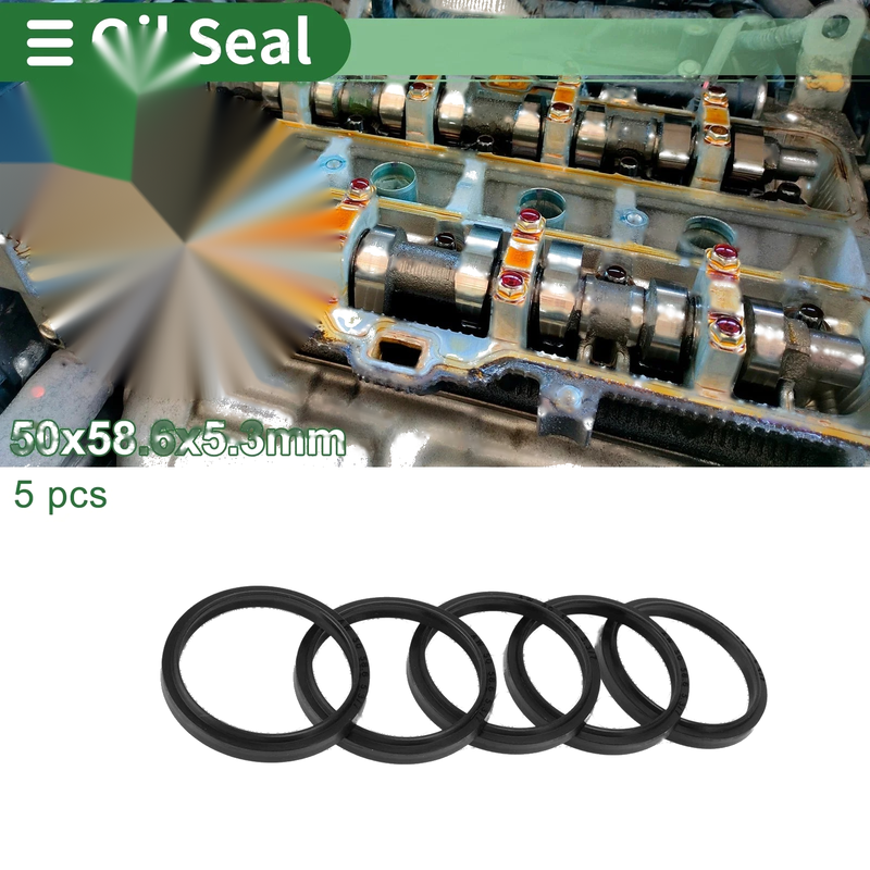 Make Model Oil Seal 50x58.6x5.3mm NBR Rubber Black 5 Pcs