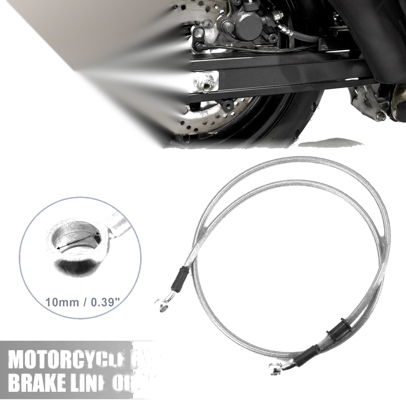 Bike Brake Line 47.24" 10mm ID Motorcycle Hydraulic Hose Cable Silver Tone