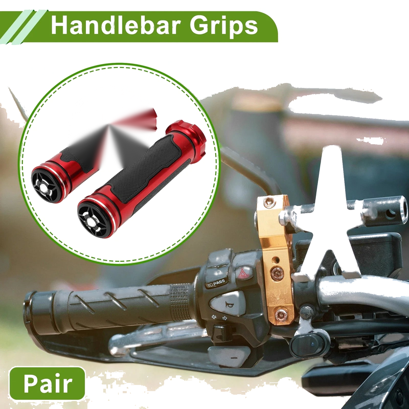 Motorcycle Handlebar Grips Aluminum Alloy Red 7/8" 22mm