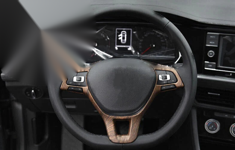 VW Jetta Mk7 Wood Grain Steering Wheel Control Cover Trim Peach (2019–2024)