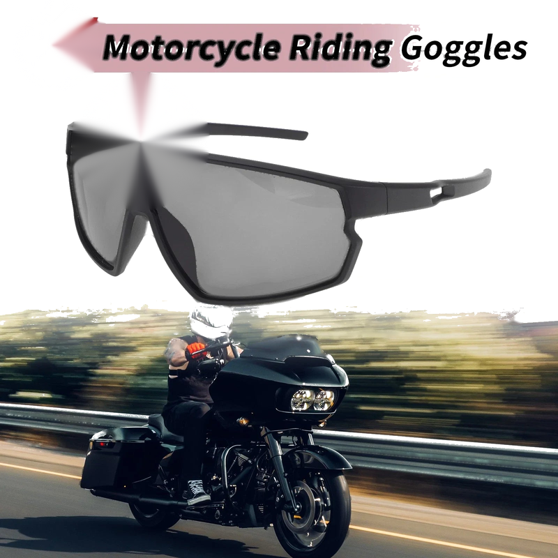 Motorcycle Goggles Deep Gray Lens Black Frame PC Cycling