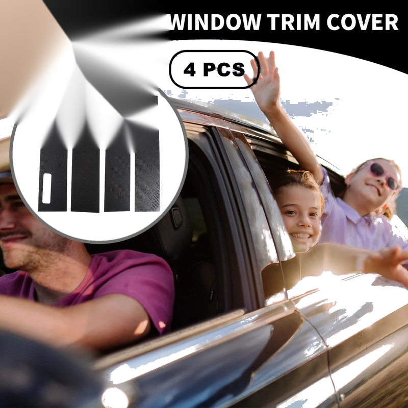 Ford F-150 (2015-2021) Black Carbon Fiber 4pcs Car Pillar Window Trim Covers