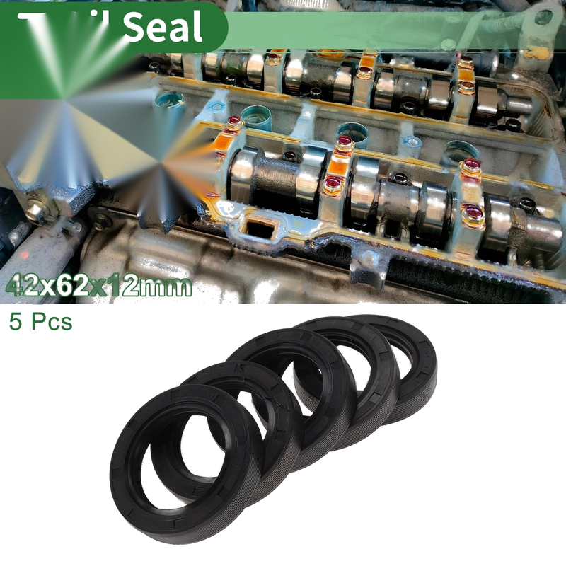Make Model Oil Seal 42x62x12mm NBR Rubber High Pressure Black 5 Pcs