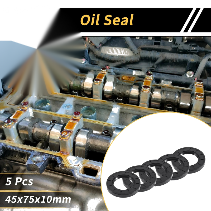 Oil Seal 45x75x10mm 5 Pcs Seal Ring Rotary Shaft Seal NBR Rubber