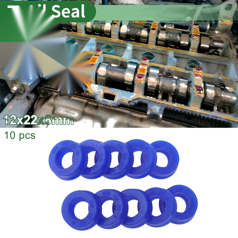Oil Seal Rotary Shaft Seal TPU 12x22x8mm High Pressure Blue 10 Pcs