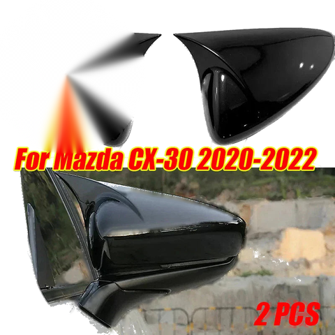 Mazda CX-30 2x / Gloss Black / Ox Horn Mirror Cover Trim (2020–2022)