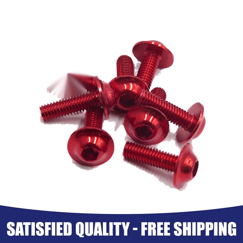 Make Model M6 / 20mm / Red Hexagon License Plates Fairing Bolts Screws