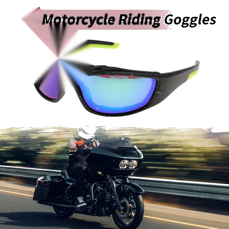 MakeModel 1Pc Goggles Motorcycle Green Lens Black Frame Tri-acetel Cellulose