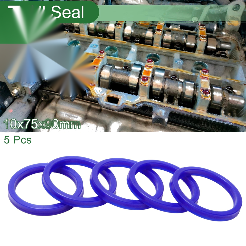 Oil Seal Seal Ring Rotary Shaft Seal TPU 75x90x10mm Blue 5 Pcs