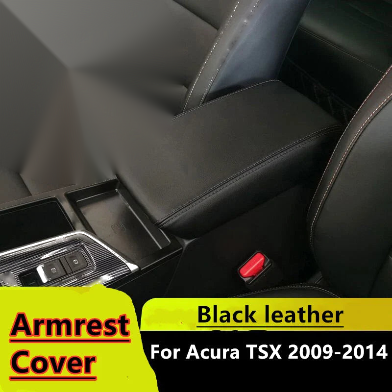 Acura TSX Front Center Console Lid Leather Armrest Cover Black (2009–2014)