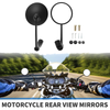 Motorcycle Rear View Mirrors Round Shape Handlebar Mirrors Black 1x