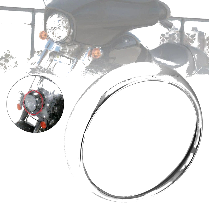 Harley Touring, Road King 7" Chrome Headlight Bezel Light Cover (1983)