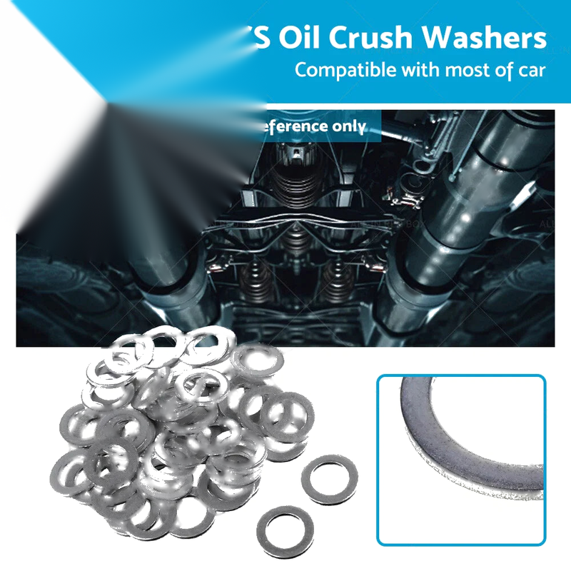Car Drain Plug Gaskets 50 x Aluminum Engine Oil Crush Washers (14mm ID)