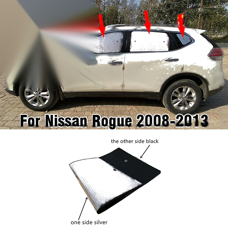 Nissan Rogue Sunshade / 6pcs / Side Window Black Silver Privacy (2008–2013)